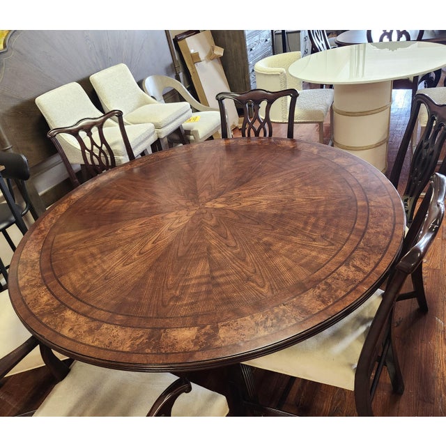 American Drew Meyers Round Dining Table 426-701r Addison Cherry Walnut 60" Attributed For Sale - Image 10 of 14