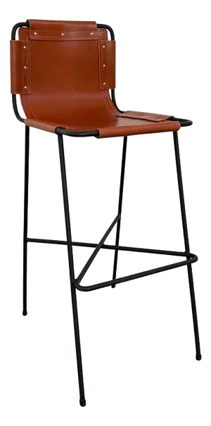 Custom Industrial Leather and Wrought Iron Counter Stool