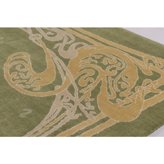 Art Nouveau Rug & Kilim's Guimard Art Nouveau Inspired Rug, Green With Elegant Floral Frame For Sale - Image 3 of 9