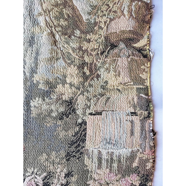 Green Vintage French "Noble Pastorale" Trammé Needlepoint Tapestry – 25" X 25" For Sale - Image 8 of 10