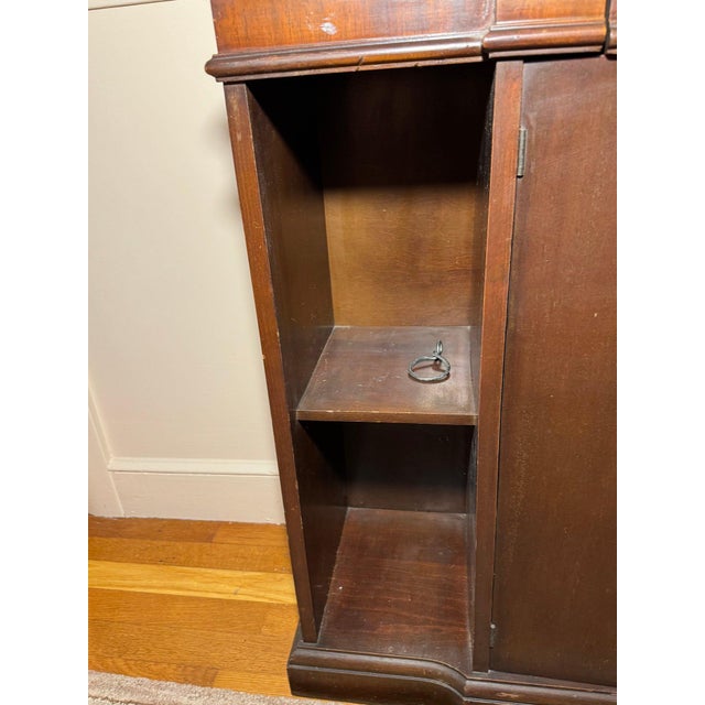 Brown 19th-Century Style Solid Wood Curio Cabinet — Tall Display Case With Glass Door & Shelving For Sale - Image 8 of 12