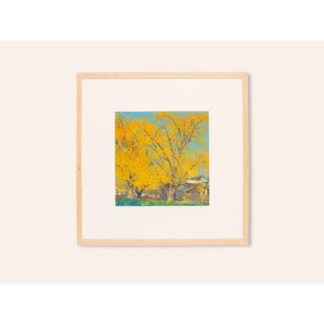 Picturesque representation of an autumn day in japan. Gouache on high quality paper. Signed and provided with artist...