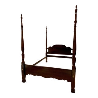 Lexington Solid Cherry Rice Carved Queen Poster Bed For Sale