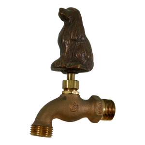 Vintage Brass and Bronze Dog Garden Water Spigot