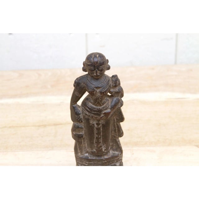 Brown Antique Indian Carved Altar Figure For Sale - Image 8 of 11