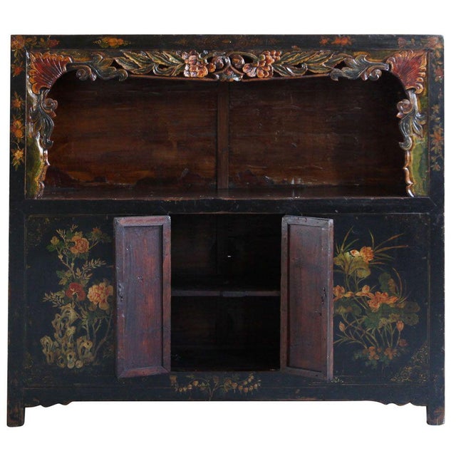 Vintage Black Lacquered Display Cabinet For Sale - Image 3 of 8