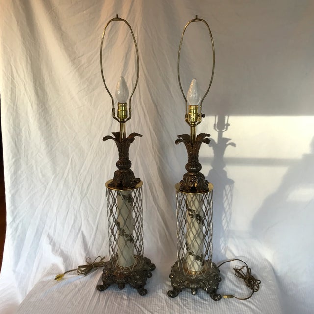 Rococo Traditional Metal Lamps - a Pair For Sale - Image 13 of 13