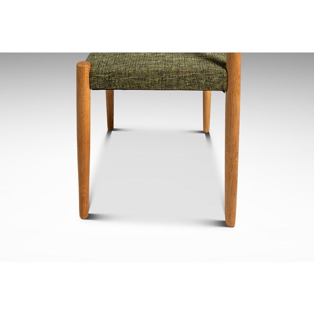 Restored Mid-Century Danish Modern Side / Dining Chair in Oak & Green Tweed Attributed to Poul Volther for Frem Røjle, Denmark, C. 1970s For Sale - Image 13 of 18