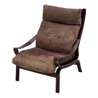 Vintage Scandinavian Lounge Chair in Leather, 1970s For Sale