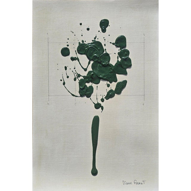 Set of 4 - One-of-a-Kind Dark Green Botanical Organic Modern Original Oil Paintings / Herbarium / Floral For Sale - Image 6 of 10