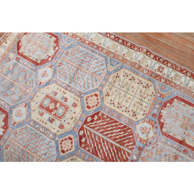 A large scale sky blue ground Persian Bakhtiari square intermediate size rug from the 1940s Measures: 4'11" x 6'8".