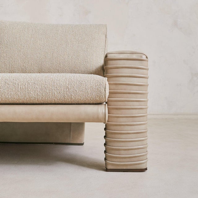 A rare three-seat sofa designed by Marzio Cecchi in the 1970s. The sculptural form is defined by distinctive ribbed...