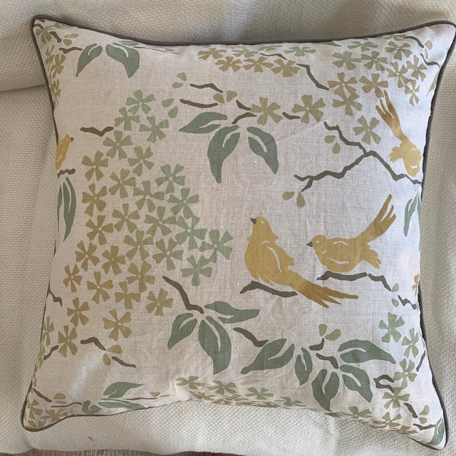 Galbraith & Paul Hand Printed Birds Linen Pillow Cover a Pair Chairish