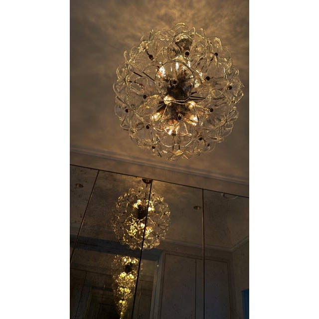 Italian Murano Glass Ball Chandelier with Floral Formed Prisms For Sale - Image 11 of 12