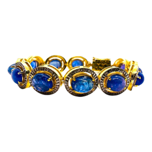 Bochic “Capri” Vintage Natural Tanzanite & Diamond Bracelet Set In 18K & Silver