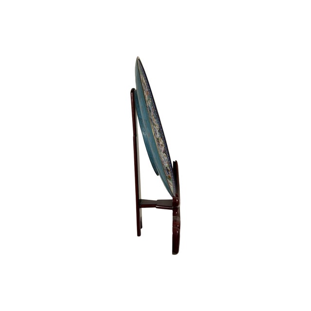 1960s Large Chinese Cloisonné Enamel "Thousand Flowers" Charger, 25" Diameter, 32.5" H on Stand For Sale - Image 4 of 6