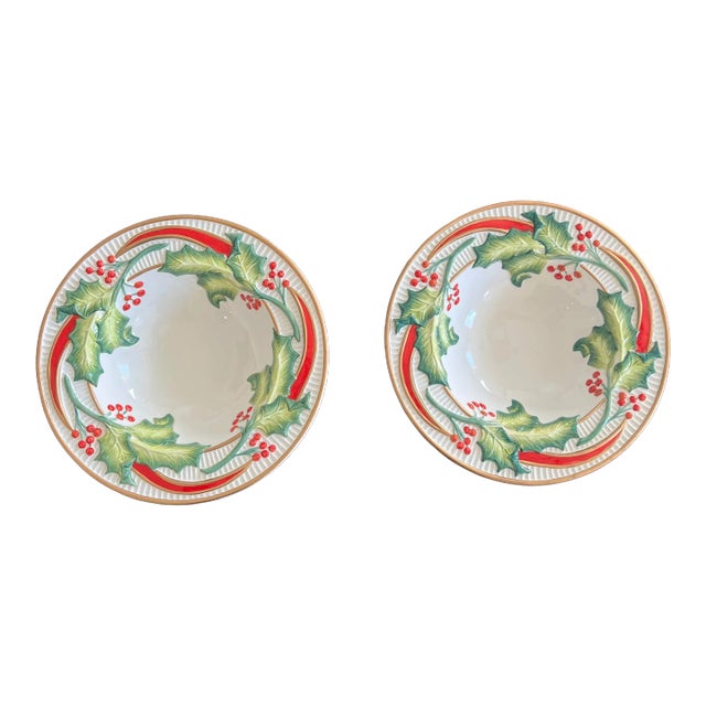 Fitz and Floyd Noel Classique Serving Bowls— a Pair For Sale