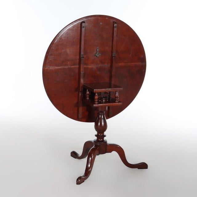 Antique Queen Anne Federal Mahogany Tilt Top Table With Bird Cage C1880 For Sale - Image 9 of 11