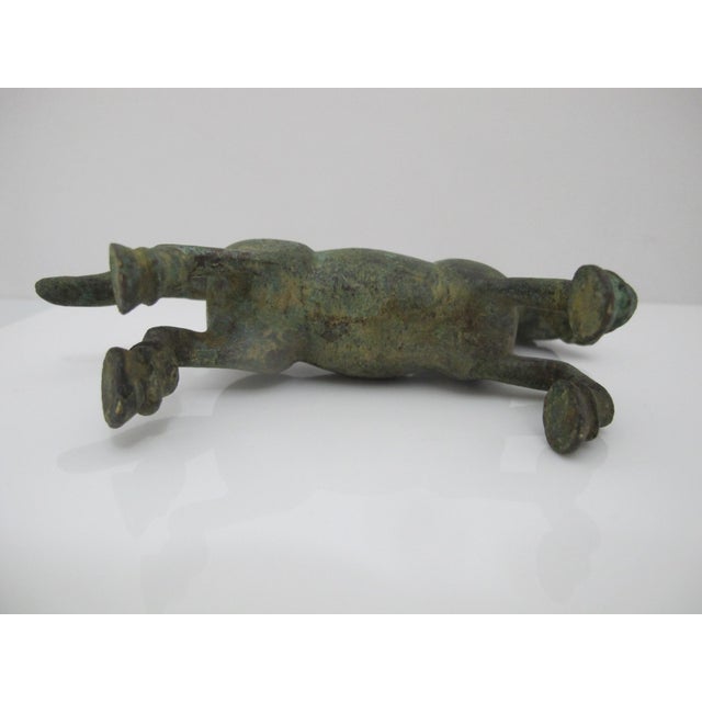 Vintage Chinese Bronze Galloping Horse Han Dynasty Style Statue Figurine For Sale - Image 9 of 10