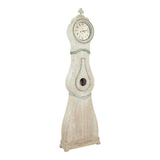 19th Century Swedish Green Mora Grandfather Clock For Sale