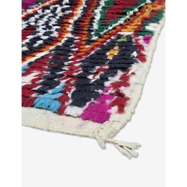 Abstract Moroccan Colorful Boujad Wool Rug - 254 X 78 Cm For Sale - Image 3 of 6