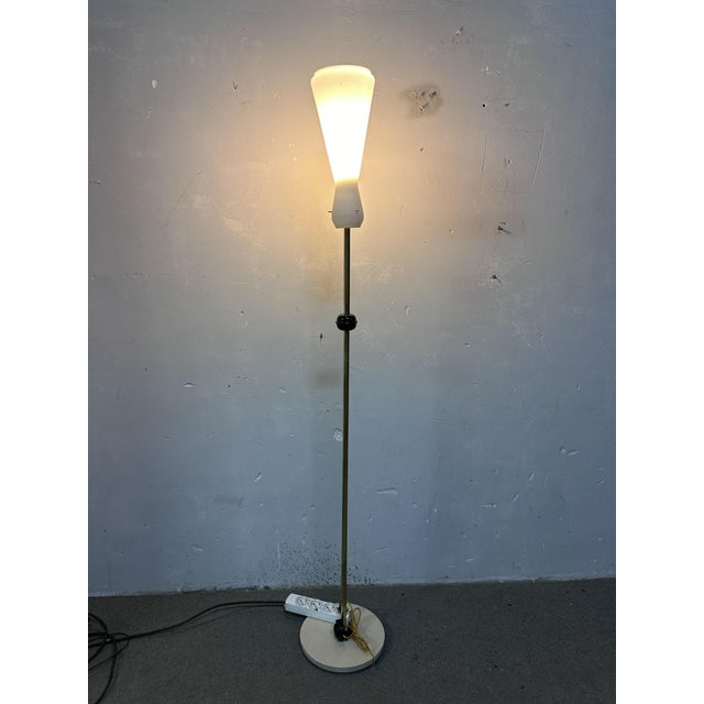 Brass & Glass Floor Lamp For Sale - Image 3 of 9