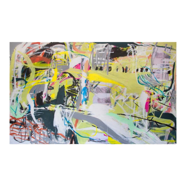 Contemporary Abstract Acrylic and Collage on Canvas Paiting "A Crapshoot of Luck" by Macha Poynder For Sale