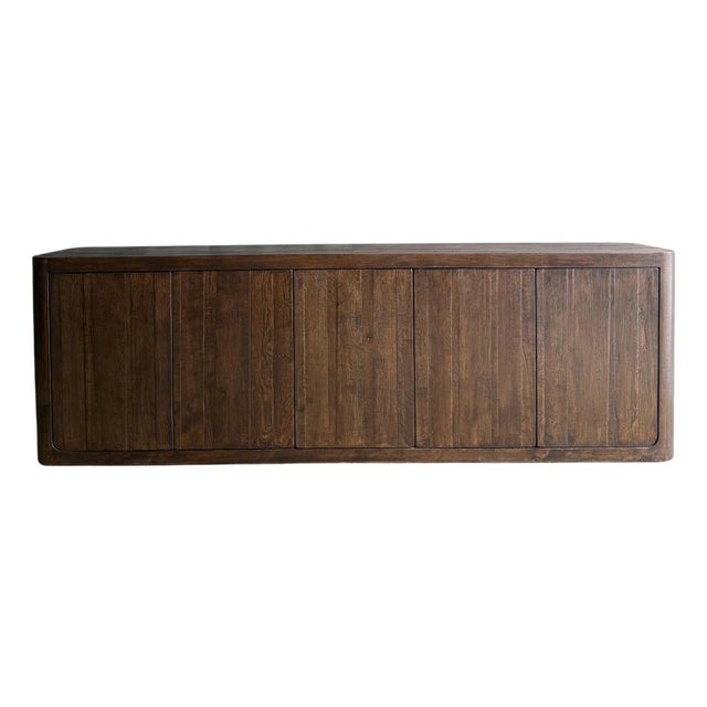 Solid Oak Sideboard or Cabinet With Push to Open Doors For Sale