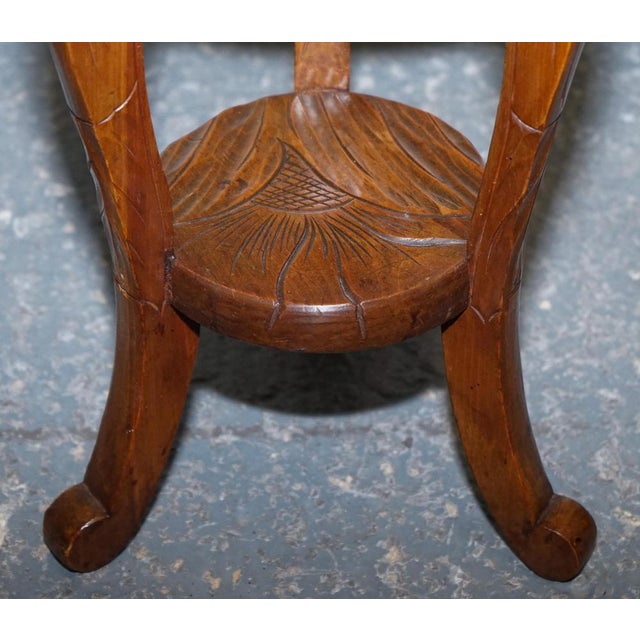 Hand-Carved Side Table from Liberty's London, 19th Century For Sale - Image 6 of 11
