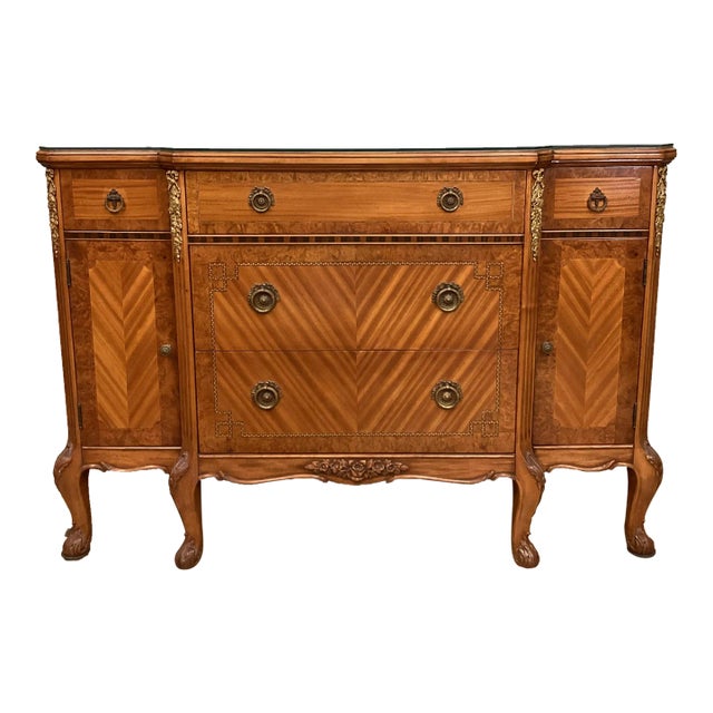 Late 19th Century Antique French Satinwood Dresser Sideboard With Bronze Mounts For Sale