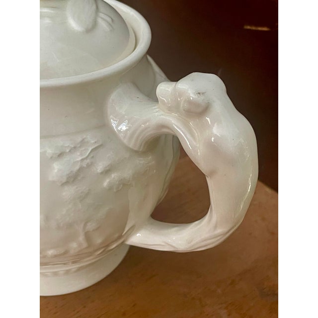 Mid 20th Century Mid 20th Century Wedgewood Devonshire Off-White Embossed Neoclassical Hunting Scene Teapot For Sale - Image 5 of 11