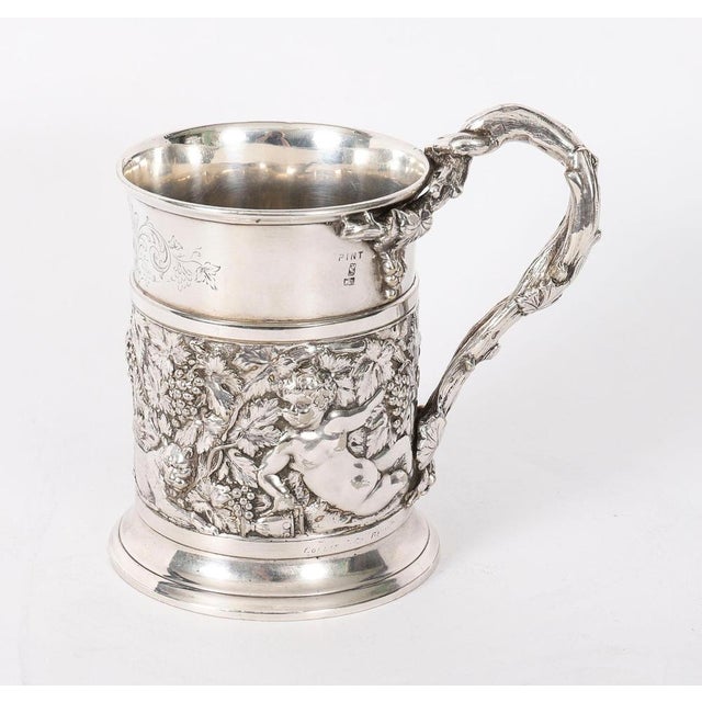 Antique Victorian Silver Plated Embossed and Engraved Mug from G R Collis, 1835 For Sale - Image 11 of 18