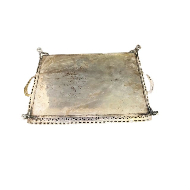 Old European Coin Silver Serving Tray W/Handles For Sale - Image 9 of 10
