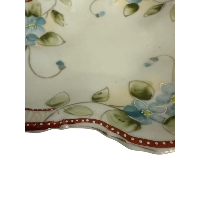 Traditional Early 20th Century Nippon Shinzo Floral Scalloped Decorative Plate For Sale - Image 3 of 6