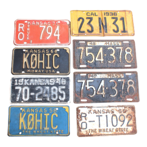 1938- Assorated Antique License Plates S/8