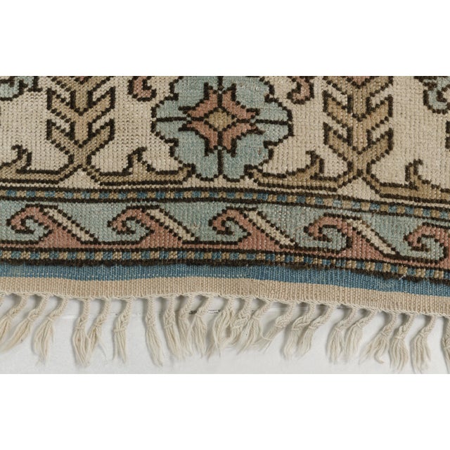 Vintage Turkish Area Rug, Soft Pink and Blue, Handwoven Wool For Sale - Image 10 of 10