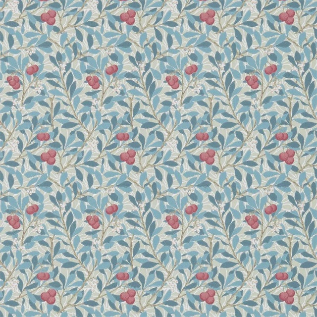 Morris & Co Arbutus Wallpaper in Woad/Russet - a Sample For Sale