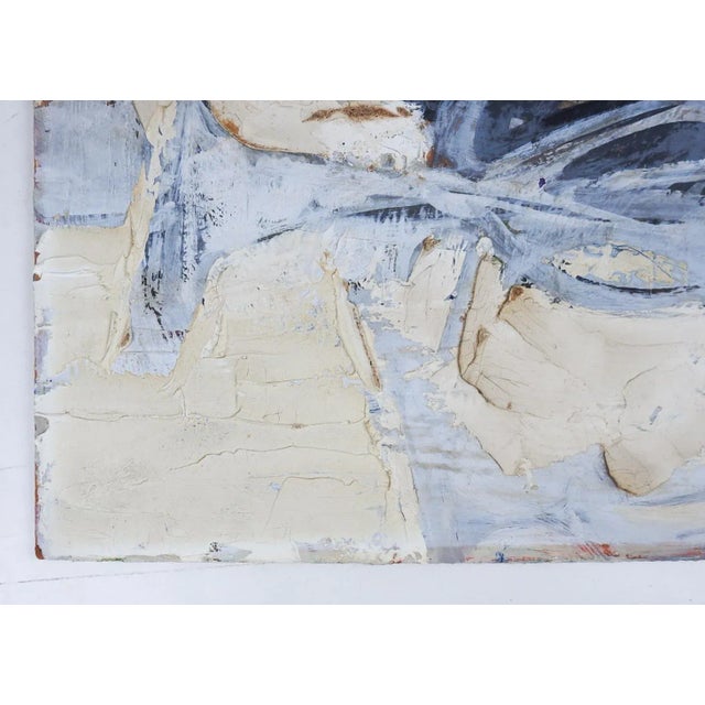 Contemporary Vintage Mid 20th Century Gray and White Abstract Painting For Sale - Image 3 of 7