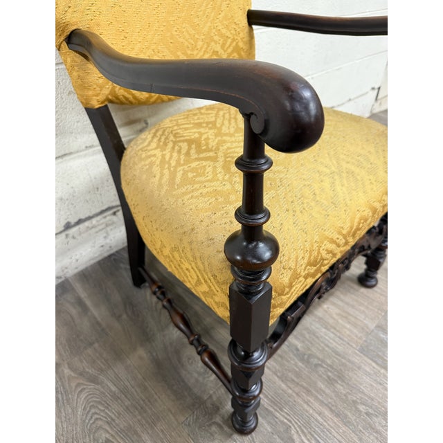Early 20th Century Vintage Spanish Revival Renaissance Revival Walnut Armchair For Sale - Image 5 of 14