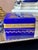 Glass 1960s Cobalt / Lapiz Italian Opaline Glass Casket With Gold Mounts and Beautiful Enamel Detail For Sale - Image 7 of 12