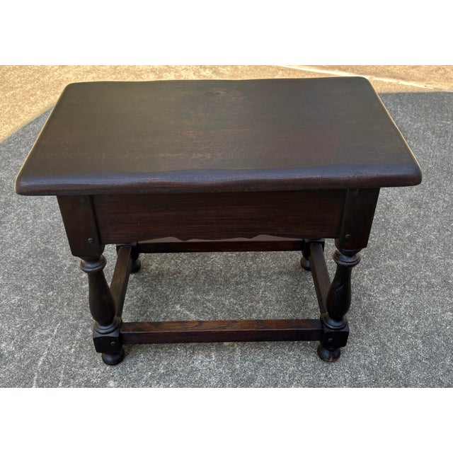 Wood Antique Hand Hewn Side Table With Drawer and Pegged Construction For Sale - Image 7 of 8
