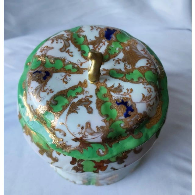 Late 19th Century Late 19th Century Nippon Jade and Gold Porcelain Biscuit Jar For Sale - Image 5 of 12