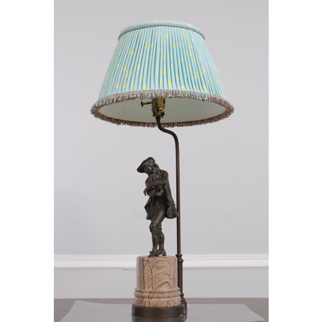 Age: C.2000 Details: High Quality Construction Marble Base Colorful Pleated Shade Condition: Excellent Original Finish &...