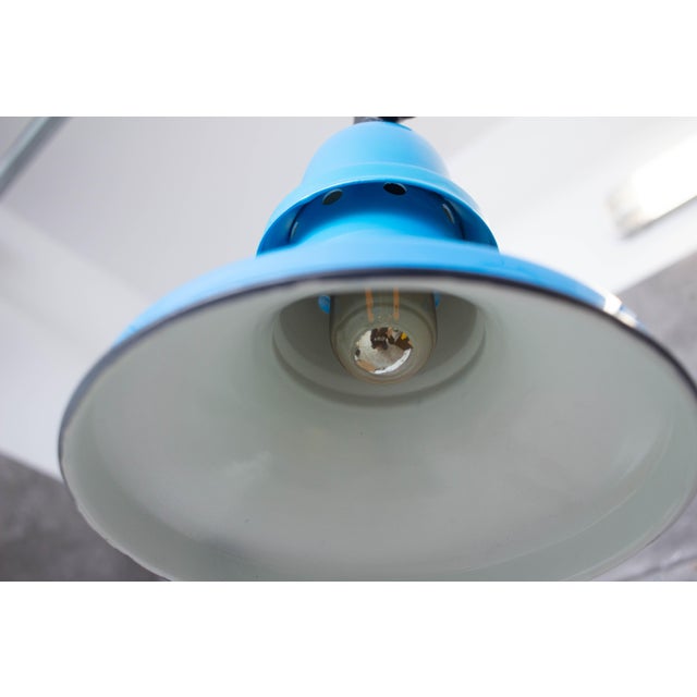 Industrial Enamel Ceiling Lamp in Dark Blue, 2000s For Sale - Image 6 of 10