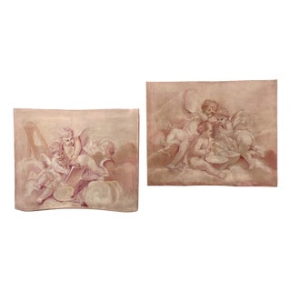 Putti, 19th Century, Oil Paintings on Canvas, Set of 2 For Sale