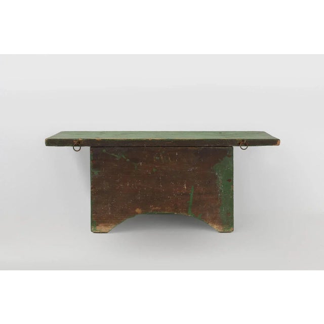 Small Rustic Green Wooden Wall Unit with 2 Shelves, France, 1880s For Sale - Image 10 of 11