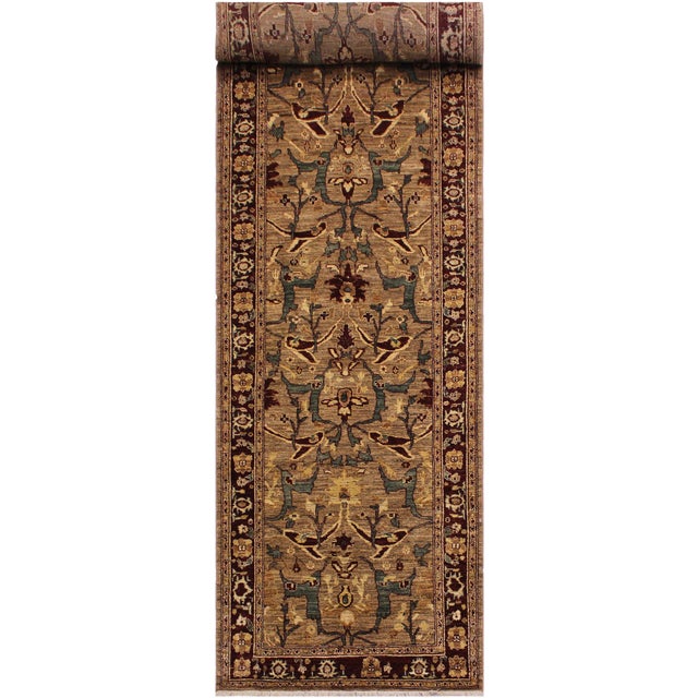 Ziegler Nikia Dark Tan/Dark Red Wool Runner Rug- 3'10'' X 13'1'' For Sale - Image 10 of 10