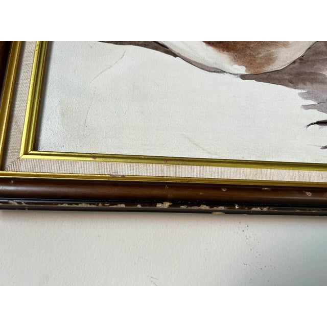 Wood Vintage Reclining Woman Oil on Canvas Painting, Signed For Sale - Image 7 of 11