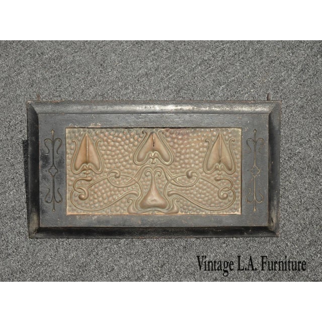 Vintage Art Nouveau Metal Fireplace Grill Grate ~ Black Wall Ceiling Vent For Sale - Image 13 of 13