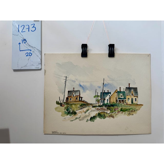 Paper Henry Emil Salloch Original Watercolor on Paper Wedgeport, Ns, Canada. 1953 For Sale - Image 7 of 7